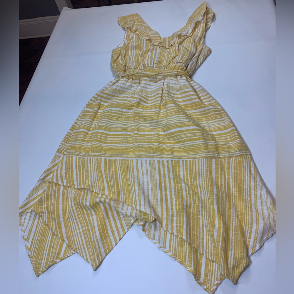 June and Hudson white and yellow stripe wrap midi dress size 1 (bin T) - Picture 2 of 10